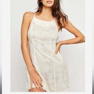 Free People In Control Satin Floral Lace Back Mini Dress NWT M